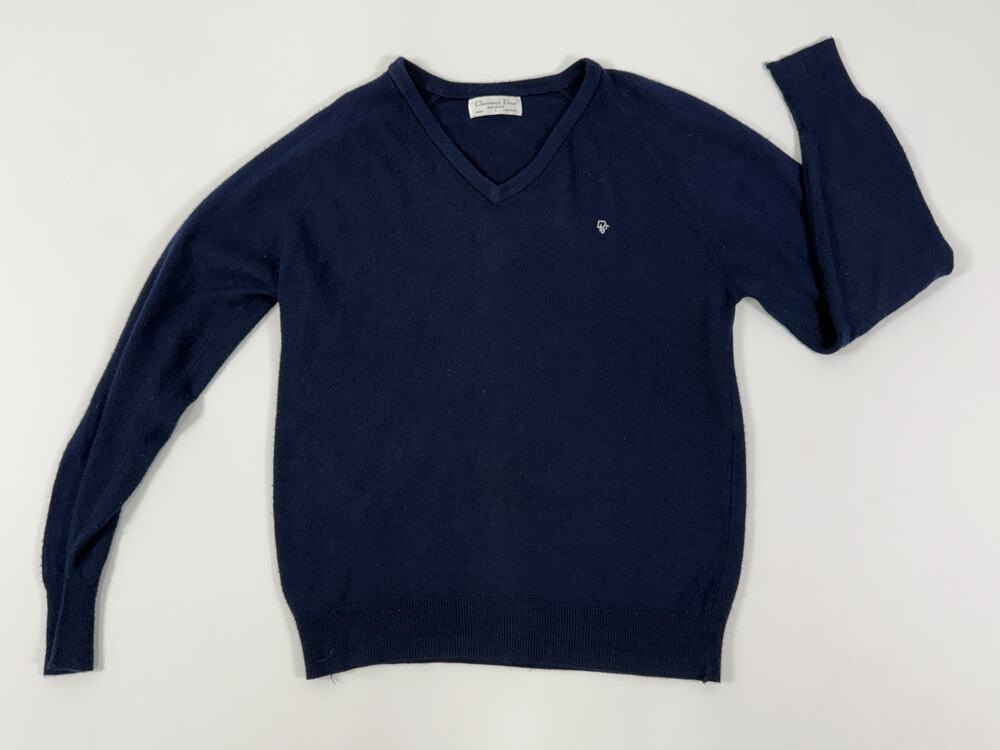 Retro Christian Dior Monsieur V-Neck Knit Sweater Size Men's Large RN #14321